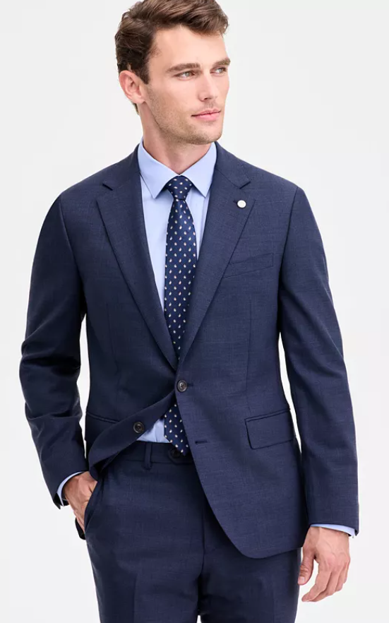 Ted Baker Mens Modern fit Suit Jacket Blazer 40 L Navy Blue Solid Stretch