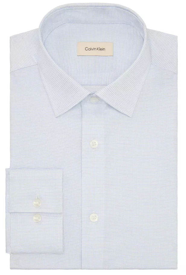 Calvin Klein Mens Slim fit Dress Shirt Small 14.5 in 32-33 Blue Check