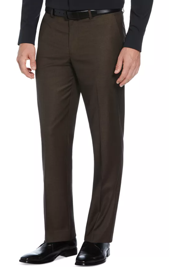 Perry Ellis Mens Modern fit Dress Pants 32 / 32 Brown Plaid