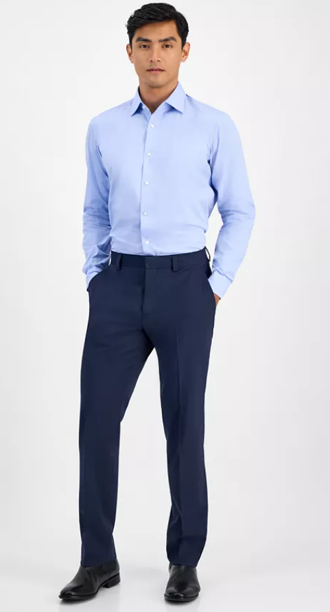 Hugo Boss Mens Modern fit Wool Dress Pants 32 / 34 Navy  Blue Solid