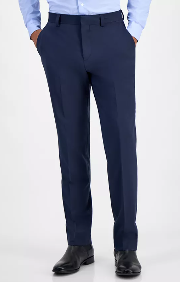 Hugo Boss Mens Modern fit Dress Pants 40 / 30 Navy Blue Solid Stretch Wool