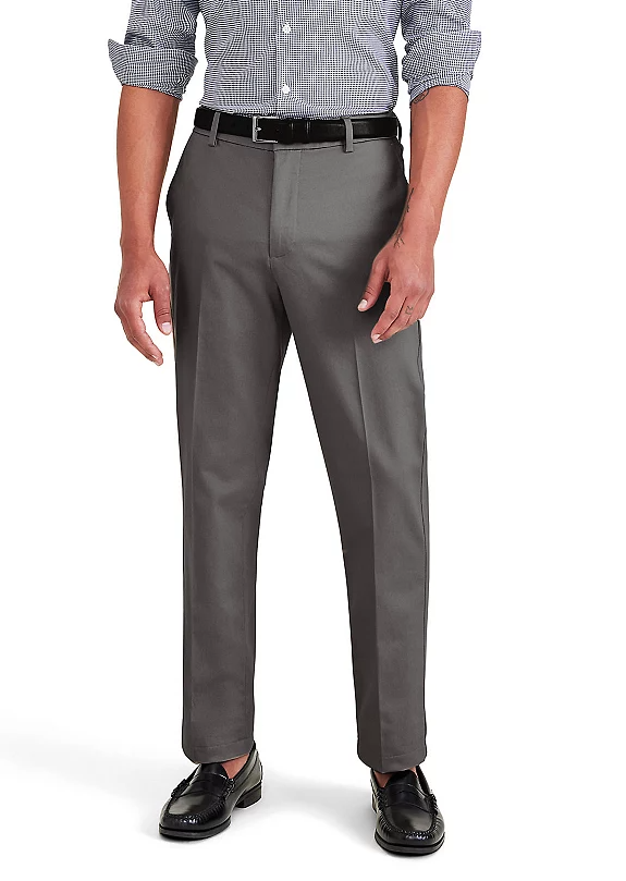 Dockers Mens Straight fit Dress Pants 34 / 29 Charcoal Grey Solid Stretch