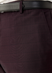 Perry Ellis Mens Modern fit Dress Pants 30 / 29 Burgundy Red Plaid Stretch
