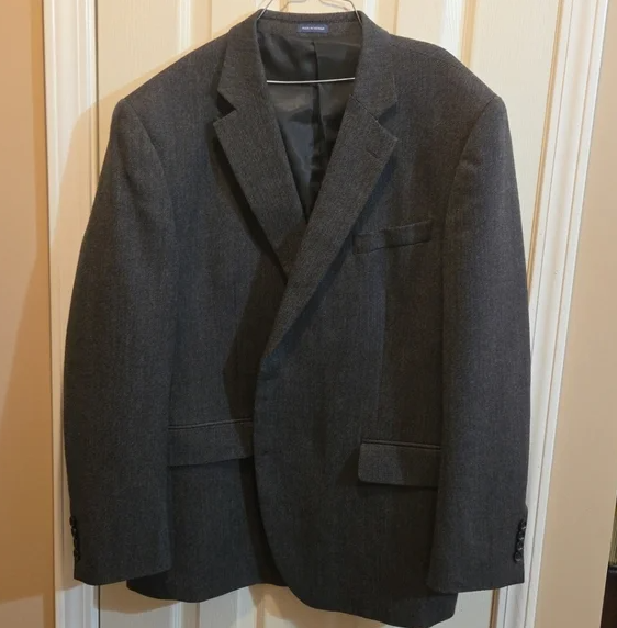 Stafford Mens Classic fit Sport Coat Blazer 40 R Dark Grey Wool
