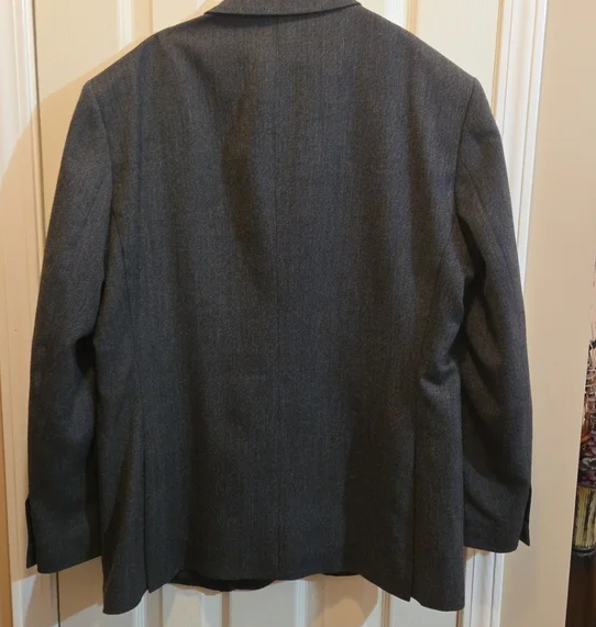 Stafford Mens Classic fit Sport Coat Blazer 40 R Dark Grey Wool