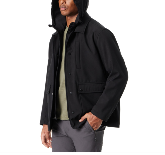 Bass Outdoor Mens Regular Fit Barn Jacket Removable Hood Black Beauty Small