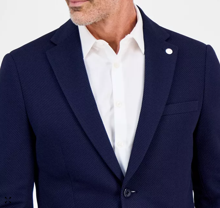 Tom Baine Mens Slim fit Sport Coat Blazer 44 R Navy Blue Solid Stretch