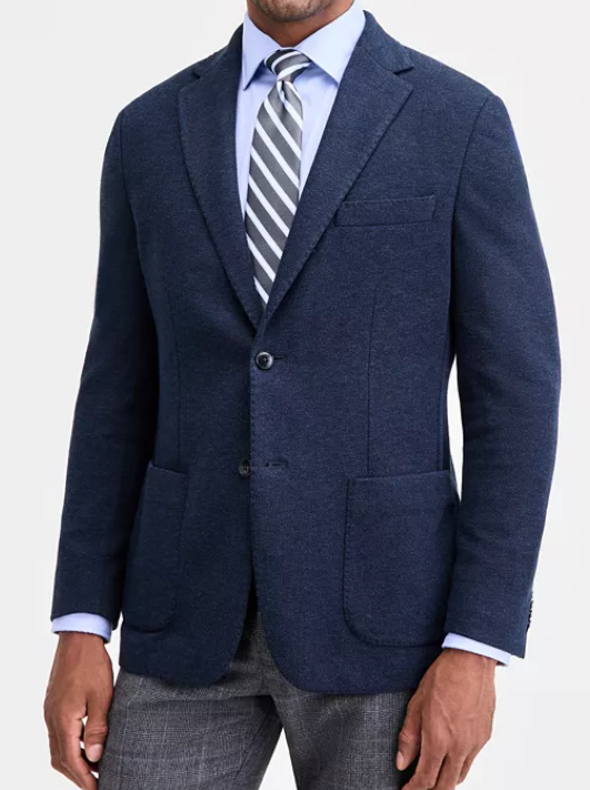 Michael Kors Mens Classic fit Sport Coat Blazer 46 S Navy Blue Herringbone