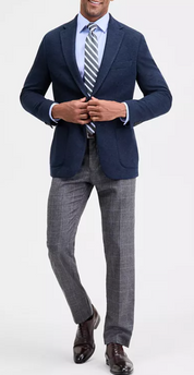 Michael Kors Mens Classic fit Sport Coat Blazer 46 R Navy Blue Herringbone