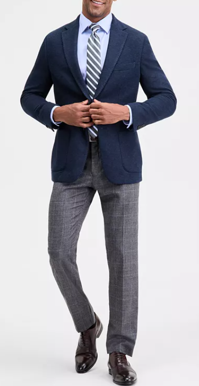 Michael Kors Mens Classic fit Sport Coat Blazer 48 L Navy Blue Herringbone