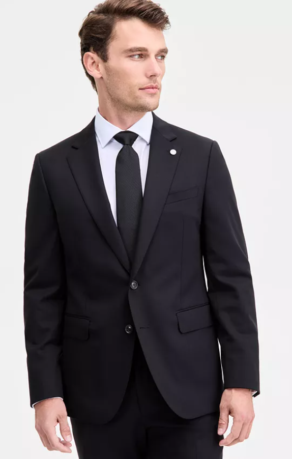 Ted Baker Mens Modern fit Suit Jacket Blazer 48 R Black Solid Wool