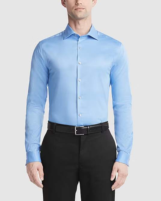 Van Heusen Mens Slim fit 32-33 Dress Shirt Shirt Medium Light Blue Solid
