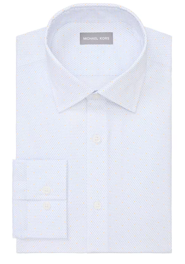 Michael Kors Mens Regular fit 34-35 Dress Shirt Shirt XXL White Argyle/Diamond