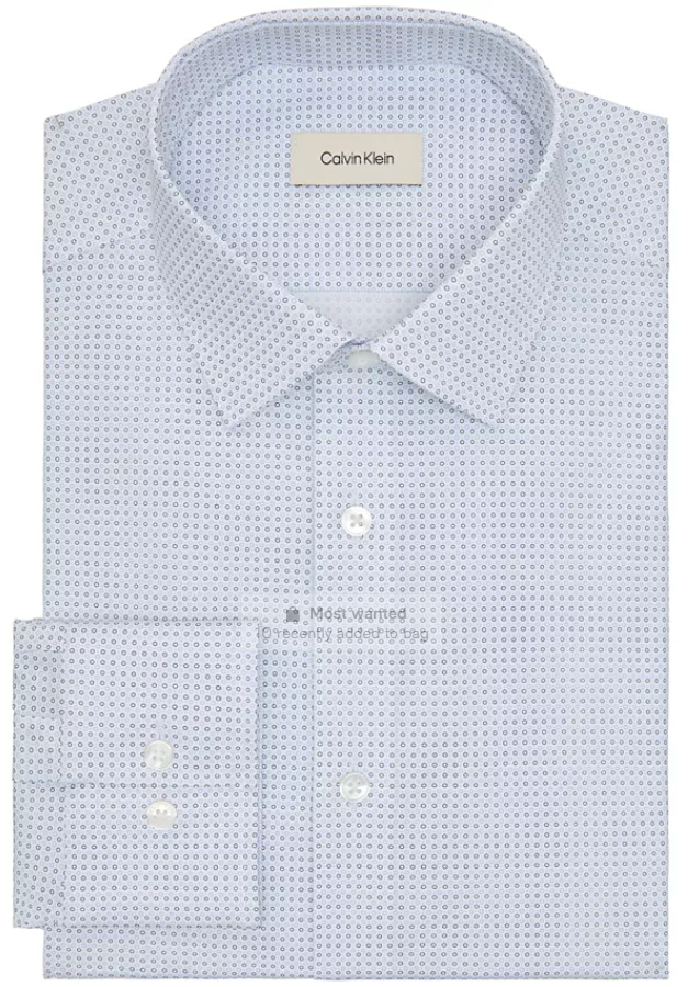 Calvin Klein Mens Slim fit Dress Shirt Large 16 in 34-35 Light Blue Dot