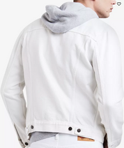 Levis Mens Regular Fit Button Up Trucker Coat Large White Solid