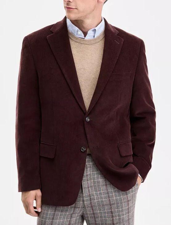 Tommy Hilfiger Mens Modern fit Corduroy Sport Coat Blazer 40 S Brown Solid