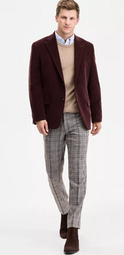 Tommy Hilfiger Mens Modern fit Corduroy Sport Coat Blazer 40 S Brown Solid