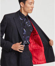 Hugo Boss Mens Modern fit Double Breasted Suit Jacket Blazer 44 R Black Floral