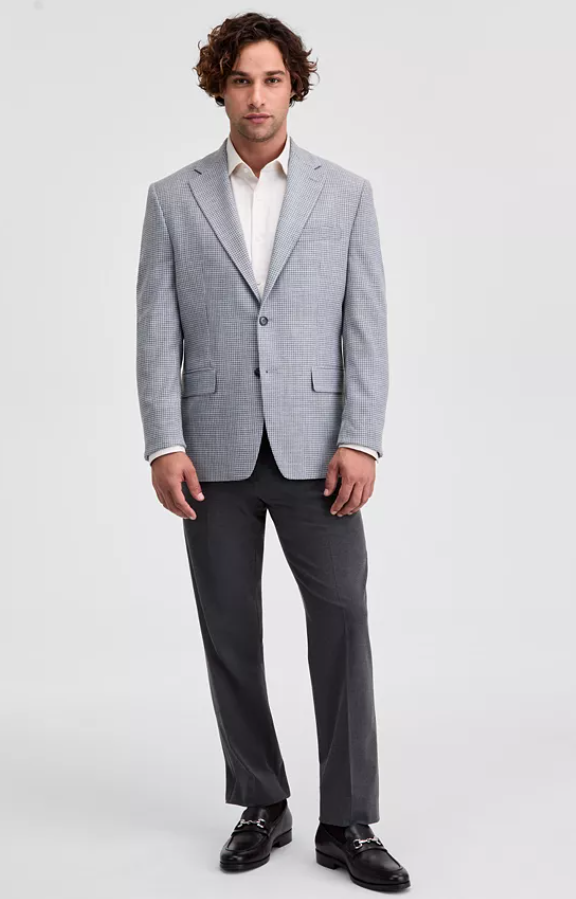 Michael Kors Mens Classic fit Sport Coat Blazer 44 R Light Grey Check Stretch