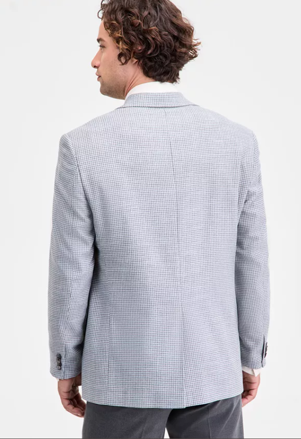 Michael Kors Mens Classic fit Sport Coat Blazer 44 R Light Grey Check Stretch