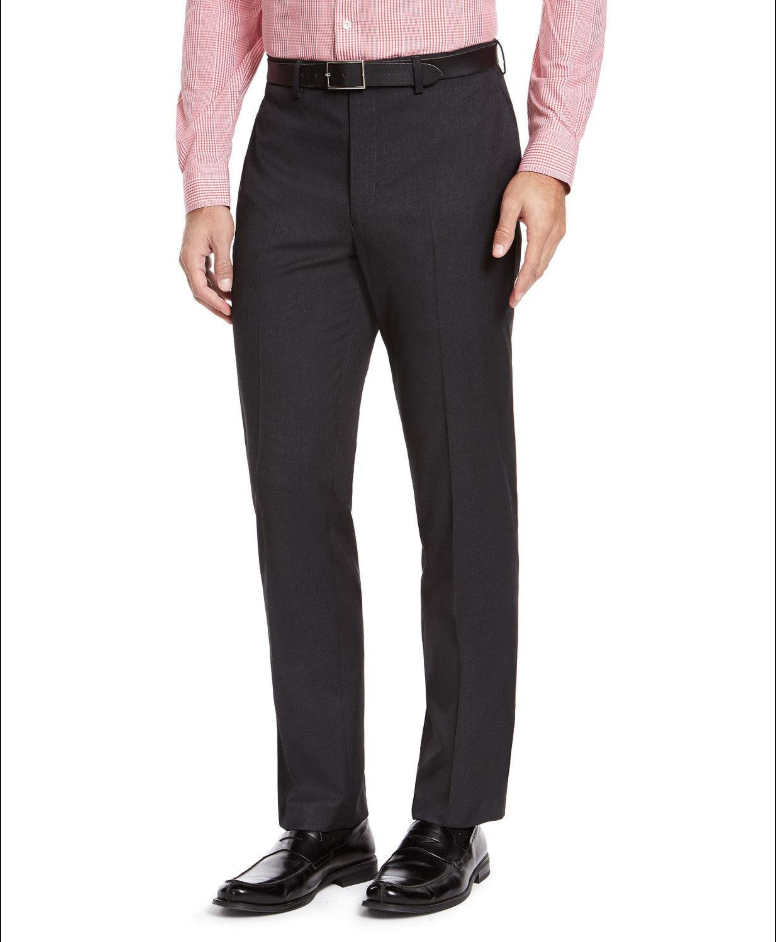 Izod Mens Classic fit Dress Pants 30 / 30 Dark Grey Solid