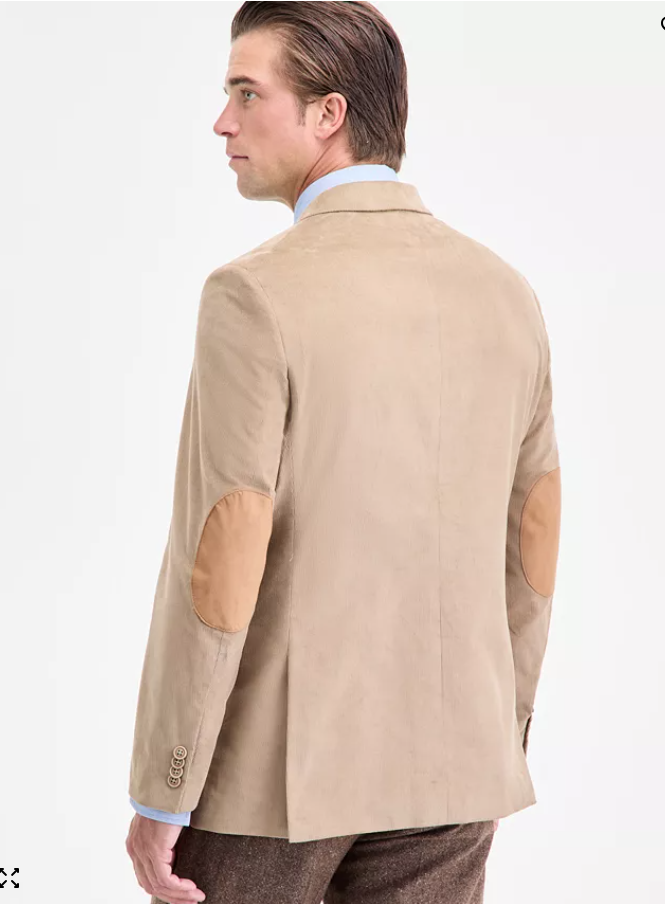 Nautica Mens Modern fit Corduroy Sport Coat Blazer 42 R Tan Solid Stretch