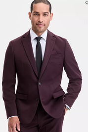 Bar lll Mens Slim fit Suit Jacket Blazer 42 S Burgundy Red Solid Stretch