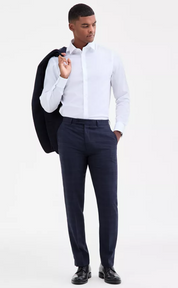 Calvin Klein Mens Slim fit Dress Pants 30 / 30 Navy Blue Plaid Stretch Wool