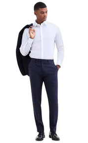Calvin Klein Mens Slim fit Wool Dress Pants 38 / 30 Navy  Blue Plaid