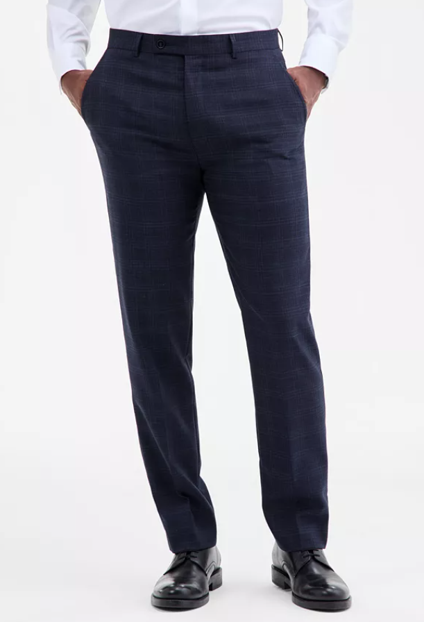 Calvin Klein Mens Slim fit Dress Pants 30 / 30 Navy Blue Plaid Stretch Wool