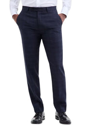 Calvin Klein Mens Slim fit Wool Dress Pants 38 / 30 Navy  Blue Plaid