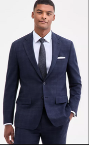 Calvin Klein Mens Slim fit Suit Jacket Blazer 38 S Navy Blue Solid Stretch