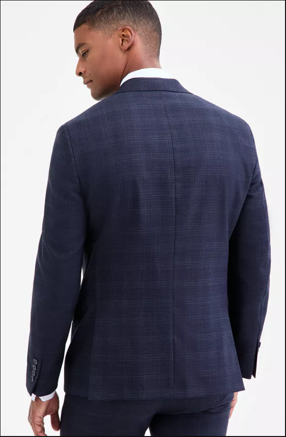 Calvin Klein Mens Slim fit Suit Jacket Blazer 38 S Navy Blue Solid Stretch
