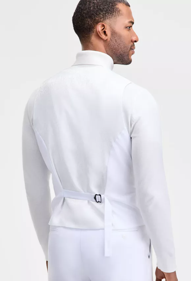 Tayion Collection Mens Classic fit Double Breasted Button-Up Vest XL White Solid