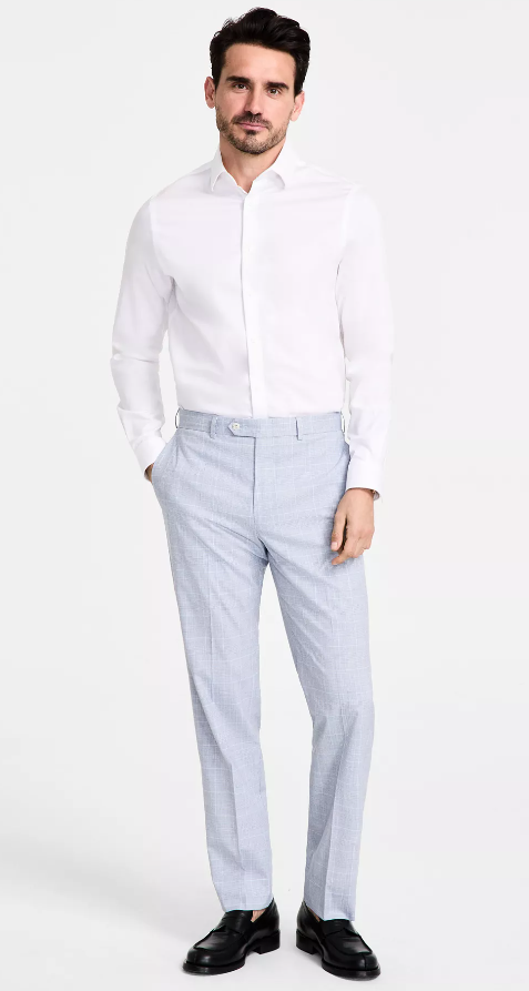 Michael Kors Mens Classic fit Dress Pants 30 / 30 Light Blue Check