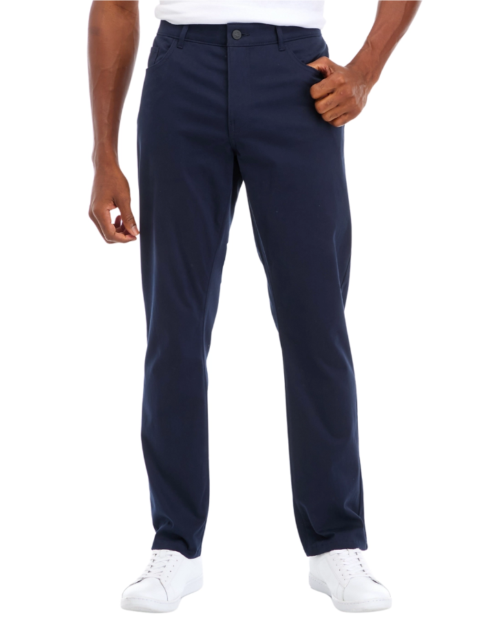 Izod Mens Straight fit Casual Pants 38 / 32 Navy Blue Solid