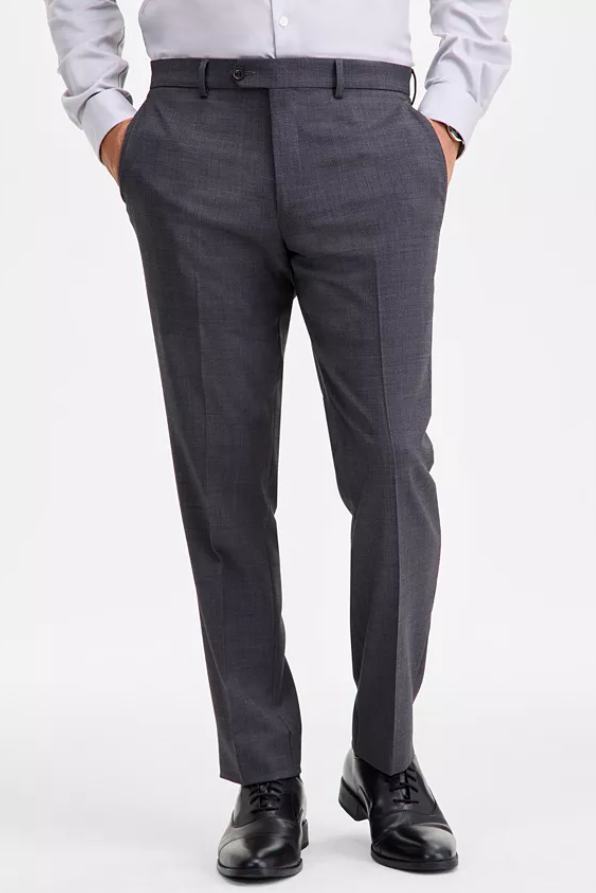 Ted Baker Mens Modern fit Wool Dress Pants 33 / 32 Gray Birdseye