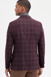 Nautica Mens Modern fit Sport Coat Blazer 36 R Red Check