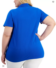 Tommy Hilfiger Womens Regular fit Short Sleeve Polo Shirt 1X Blue Solid
