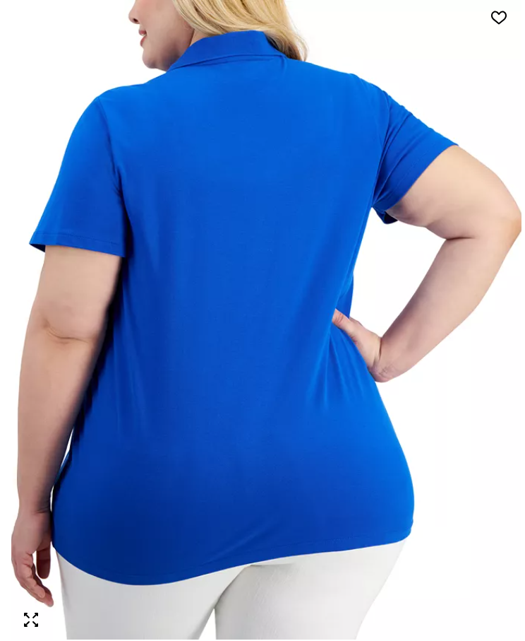 Tommy Hilfiger Womens Regular fit Short Sleeve Polo Shirt 1X Blue Solid