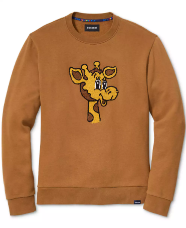 Bonobos Mens Regular fit Long Sleeve Crewneck Sweatshirt Large Brown Giraffe
