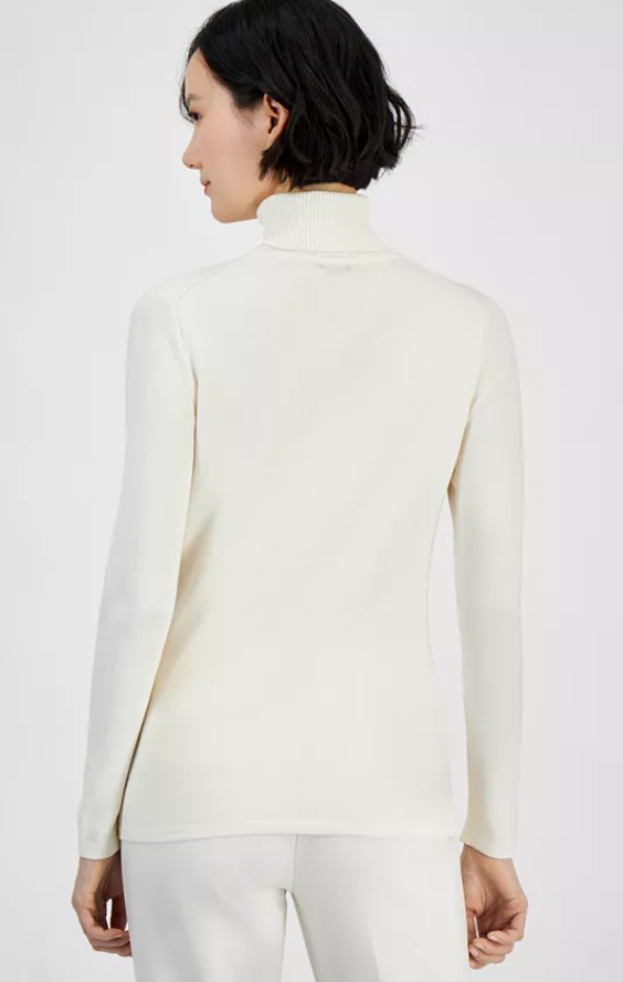 Anne Klein Womens Classic fit  Turtleneck Sweater Large Turtleneck White