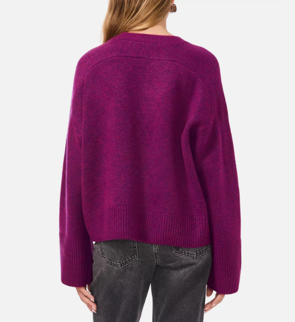 1. State Womens Classic fit Wide Sleeve Crewneck Sweater XS  Purple Solid