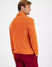 Club Room Mens Regular fit Long Sleeve Quarter zip Sweater XL Collared Orange