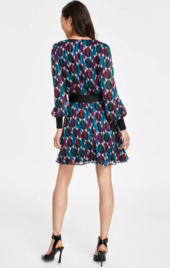 KARL LAGERFELD PARIS Women's Geo-Print A-Line Dress 2 Multicolor