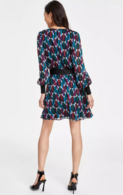 KARL LAGERFELD PARIS Women's Geo-Print A-Line Dress 4 Multicolor
