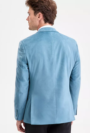 Bar III Mens Slim fit Velvet Sport Coat Blazer 46 L Powder Blue Solid
