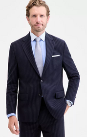 Michael Kors Mens Classic fit Sport Coat Blazer 50 R Navy Blue Striped Stretch