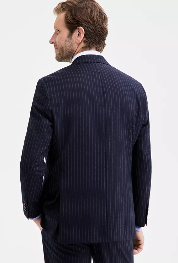 Michael Kors Mens Classic fit Sport Coat Blazer 50 R Navy Blue Striped Stretch