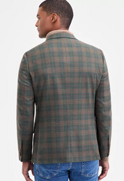 Nautica Mens Modern fit Sport Coat Blazer 46 L Olive Green Plaid
